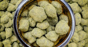 Jar of CBD Moon rocks, a smokable CBD product.